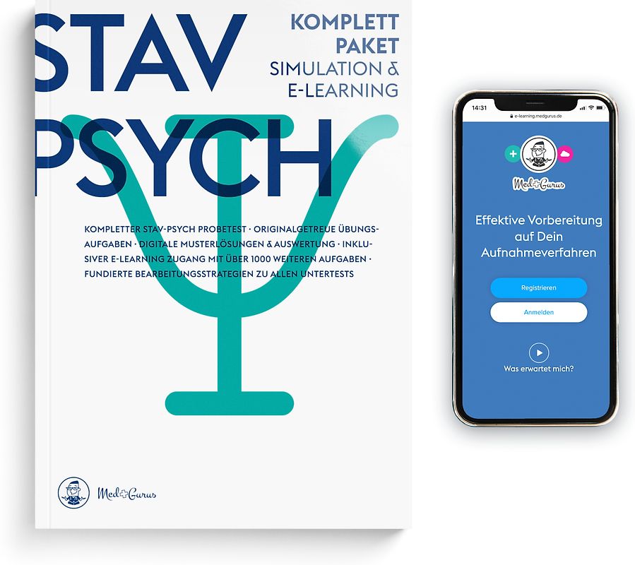 STAV-Psych Vorbereitung | Komplettpaket | Kompletter Probetest & E-Learning zur Vorbereitung auf das Studierenden-Auswahlverfahren Psychologie in Deutschland