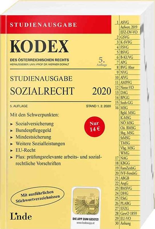 KODEX Studienausgabe Sozialrecht 2020