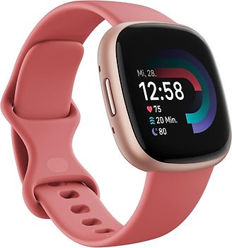 FitBit Versa 4 40 mm aluminium cuivre rosé et bracelet silicone rose [Wi-Fi]