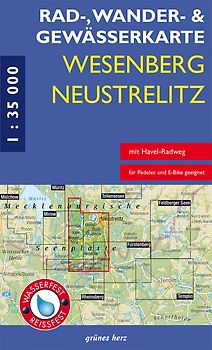 Rad-, Wander- und Gewässerkarte Wesenberg, Neustrelitz – Havel von Ratzeburg bis zum Röblinsee