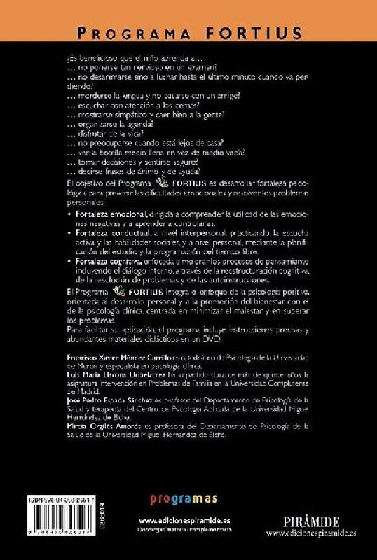 Programa FORTIUS : fortaleza psicológica y prevención de las dificultades emocionales