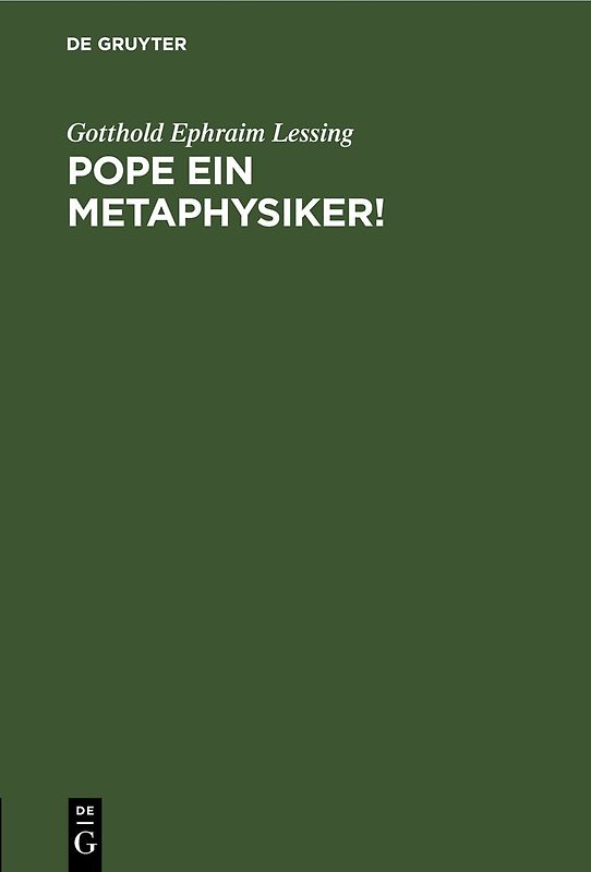 Pope ein Metaphysiker!