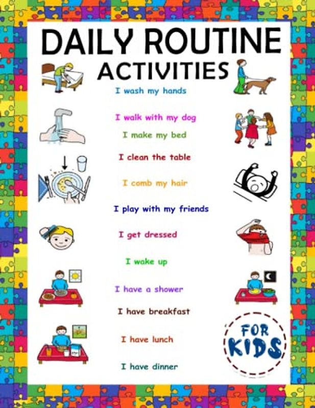 Daily Routine Activities For Kids: Building Healthy Habits Educational Coloring Pages with Daily Routine Activities for Kids | To Special Occasions | Birthday | Anxiety Relief