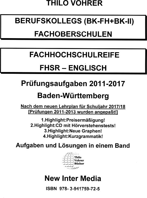 Fachhochschulreife Englisch Prüfungsaufgaben 2011-2017 mit Lösungen+CD+Kurzgrammatik