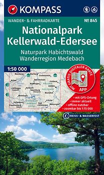 KOMPASS Wanderkarte 845 Nationalpark Kellerwald-Edersee, Naturpark Habichtswald, Wanderregion Medebach 1:50.000