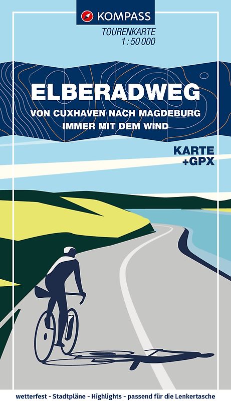 KOMPASS Fahrrad-Tourenkarte Elberadweg von Cuxhaven nach Magdeburg 1:50.000