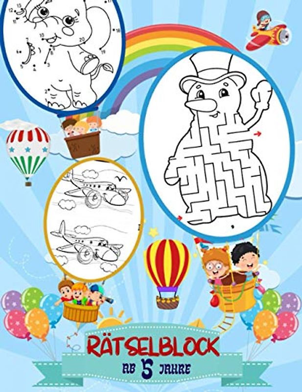 Rätselblock: Rätselspaß für Kinder ab 5 Jahre: Finde den Fehler, Labyrinthe, Sudoku, Punkt zu Punkt und Färbung....