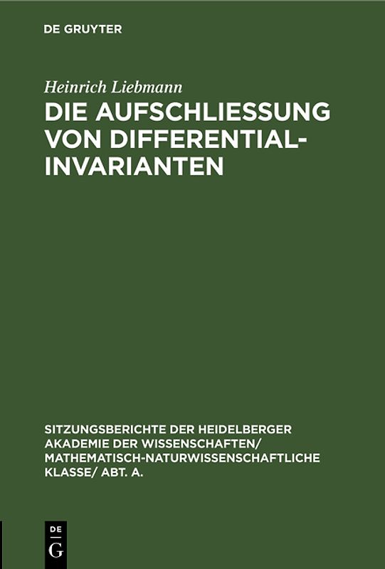 Die Aufschließung von Differentialinvarianten