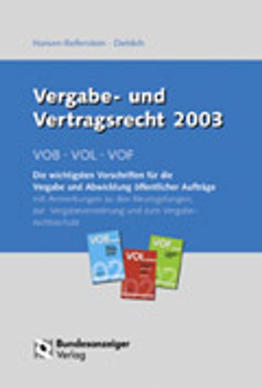 Vergabe- und Vertragsrecht 2003