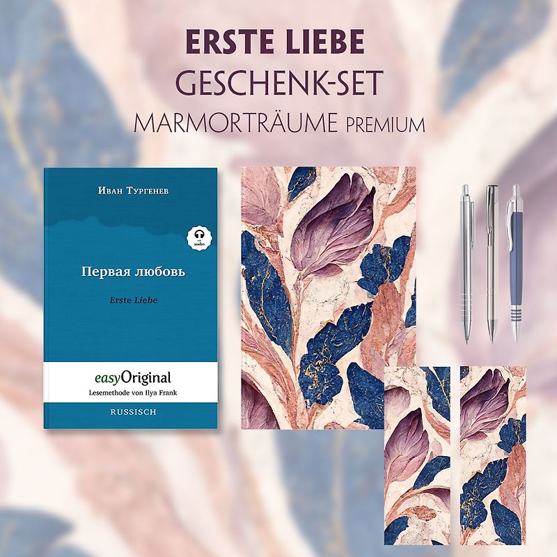 Erste Liebe Geschenkset (Softcover mit Audio-Online) + Marmorträume Schreibset Premium