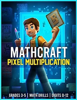 Mathcraft - Pixel Multiplication - Grades 3-5, Math Drills, Digits 0-12