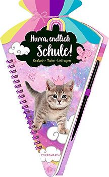 Schultüten-Kratzelbuch - Cosmic School - Hurra, endlich Schule! (Kätzchen): Kratzeln, Malen, Eintragen