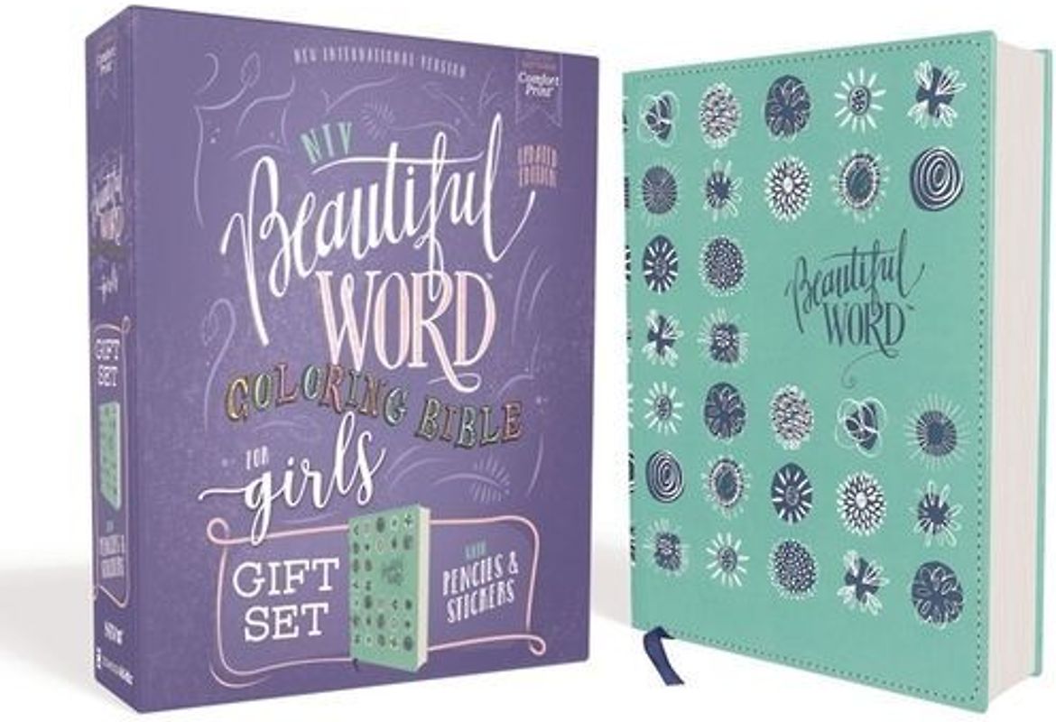 Niv, Beautiful Word Coloring Bible for Girls Pencil/Sticker Gift Set, Updated, Leathersoft Over Board, Teal, Comfort Print
