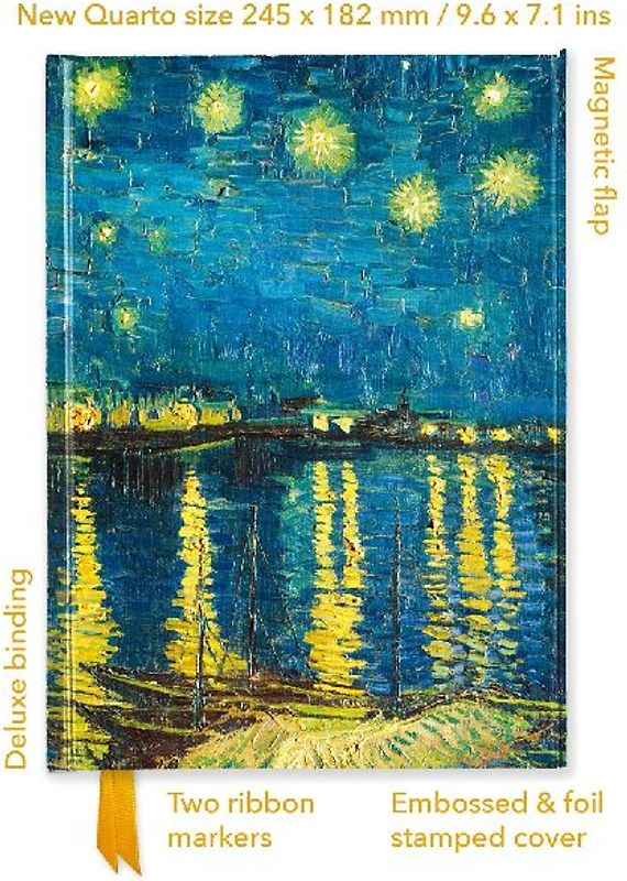 Vincent Van Gogh: Starry Night Over the Rhône (Foiled Quarto Journal)
