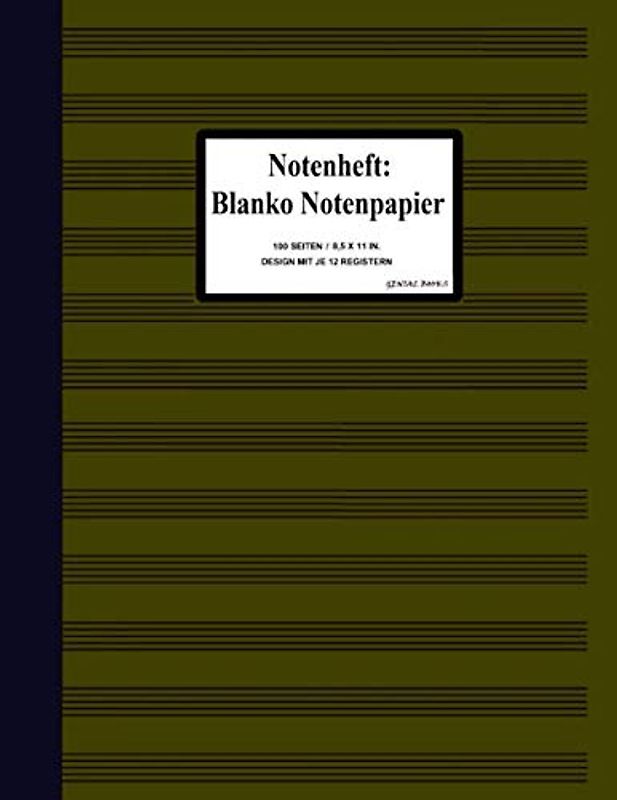 Notenheft: Blanko Notenpapier: (7) Schulheft für Schule, Musikschule, und Komponisten