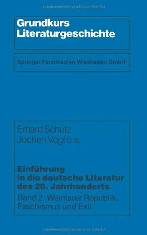 Einführung in die deutsche Literatur des 20. Jahrhunderts