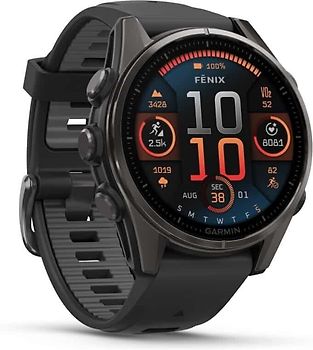 Garmin Fenix 8 47 mm gris carbone avec bracelet en silicone noir [Wi-Fi, Sapphire Edition]