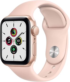 Apple Watch SE 40 mm kast van goud aluminium met roze sportbandje [wifi]