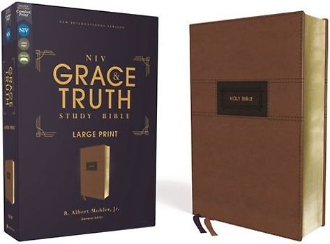 Niv, the Grace and Truth Study Bible (Trustworthy and Practical Insights), Large Print, Leathersoft, Brown, Red Letter, Comfort Print