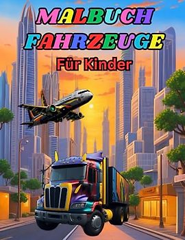 Malbuch Fahrzeuge: Auto, Lkw, Flugzeug, Panzer, Zug, Hubschrauber, Schiff, Traktor und vieles mehr zum Ausmalen für Kinder! (Kinder Malbücher)