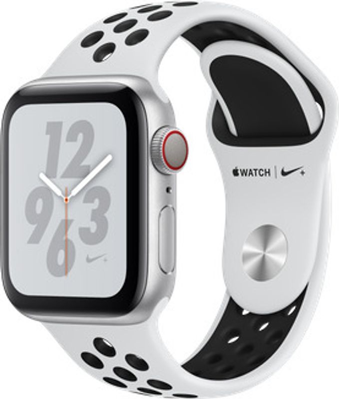 Apple Watch Nike+ Serie 4 40 mm alloggiamento in alluminio argento con Bracciale sportivo Nike pure Platino/nero [Wi-Fi + Cellular]