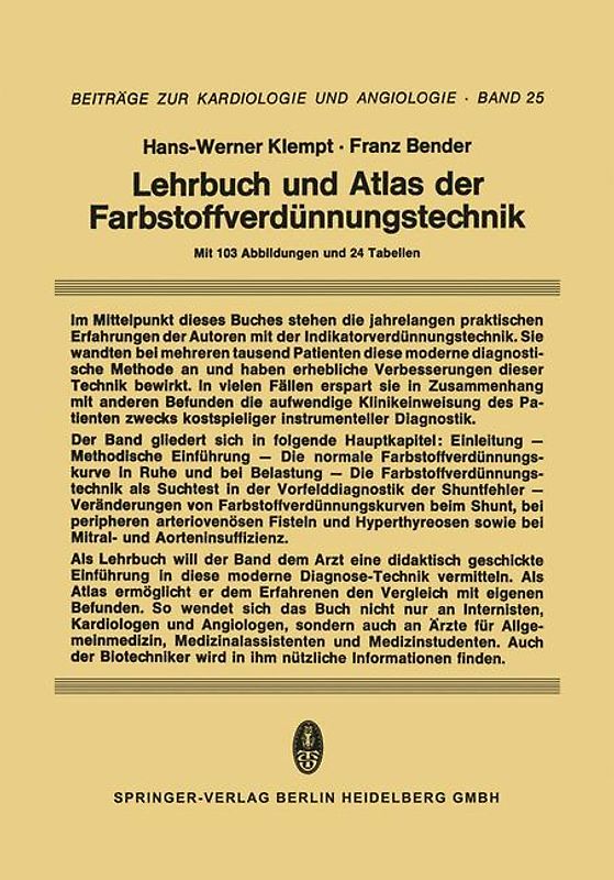Lehrbuch und Atlas der Farbstoffverdünnungstechnik