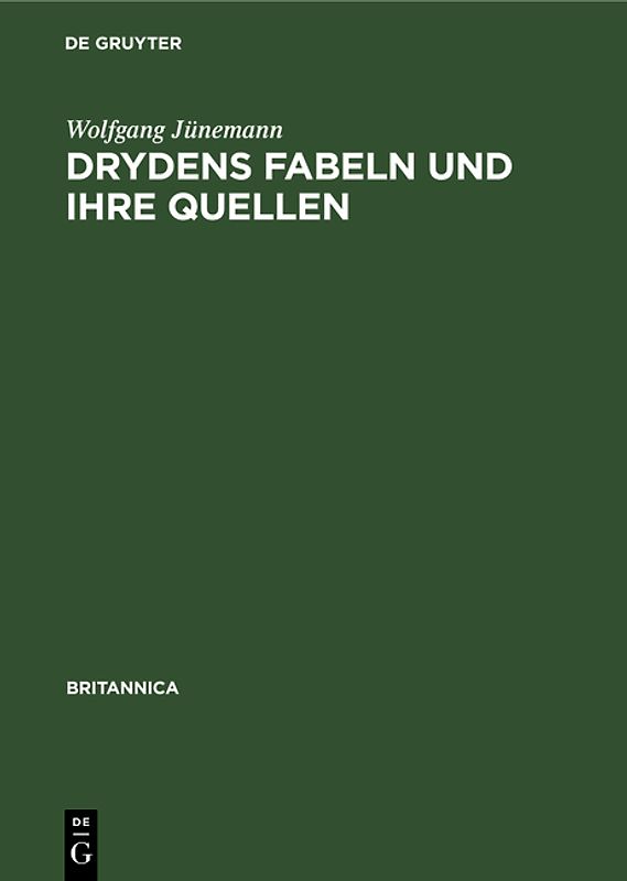 Drydens Fabeln und ihre Quellen