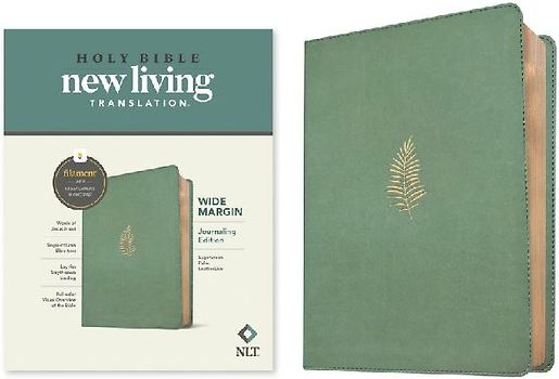 NLT Wide Margin Bible, Filament Enabled (Leatherlike, Sage Green Palm, Red Letter)