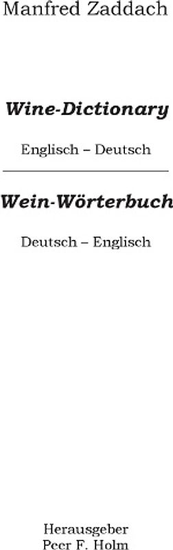 Weinwörterbuch Deutsch-Englisch / Englisch-Deutsch