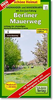 Radwander- und Wanderkarte Berliner Mauerweg mit Zick-Zack-Faltung