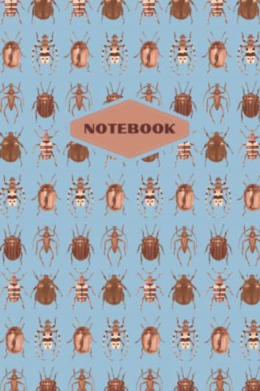 Notebook Beetles Copper Mix: Composition Notebook with Copper Beetles Art - Lined Notebook 120 Pages 6x9 inch - Light Blue Version