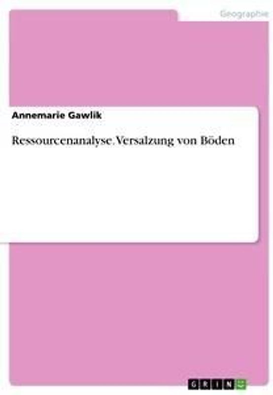 Ressourcenanalyse. Versalzung von Böden