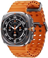 Image of Samsung Galaxy Watch Ultra (2025) 47 mm kast van titanium op titanium gray Marine Band orange [wifi + cellular] (Refurbished)