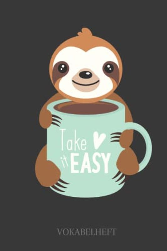 Vokabelheft: Vokabelheft Faultier, 60 Seiten mit je 2 Spalten, A5