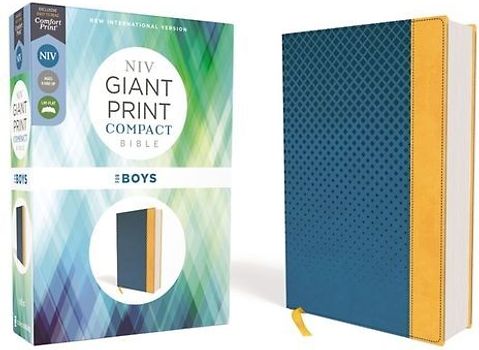 Niv, Giant Print Compact Bible for Boys, Leathersoft, Blue, Red Letter Edition, Comfort Print