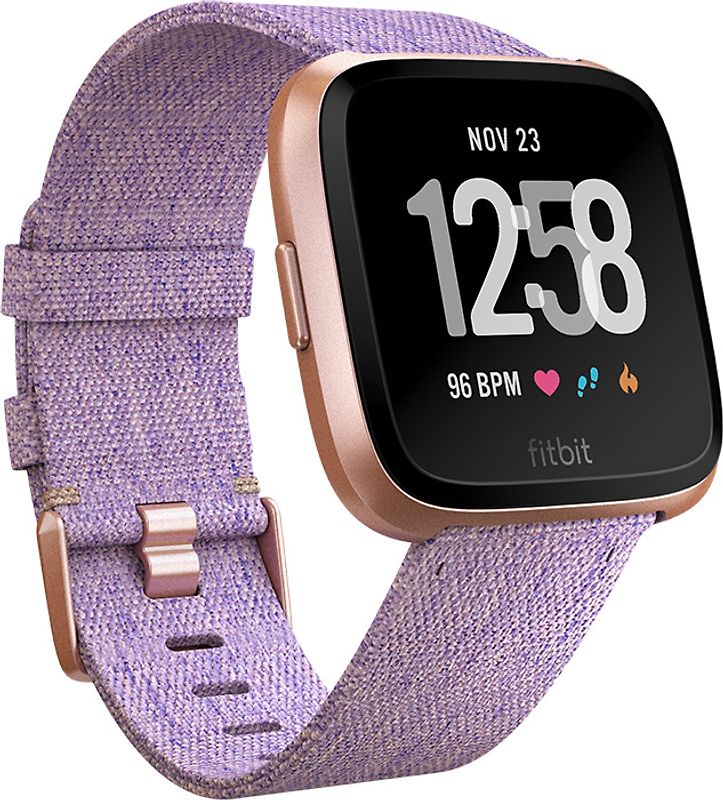 Fitbit Versa 34 mm or rosé aluminium et bracelet tissé lavande [Wi-Fi]
