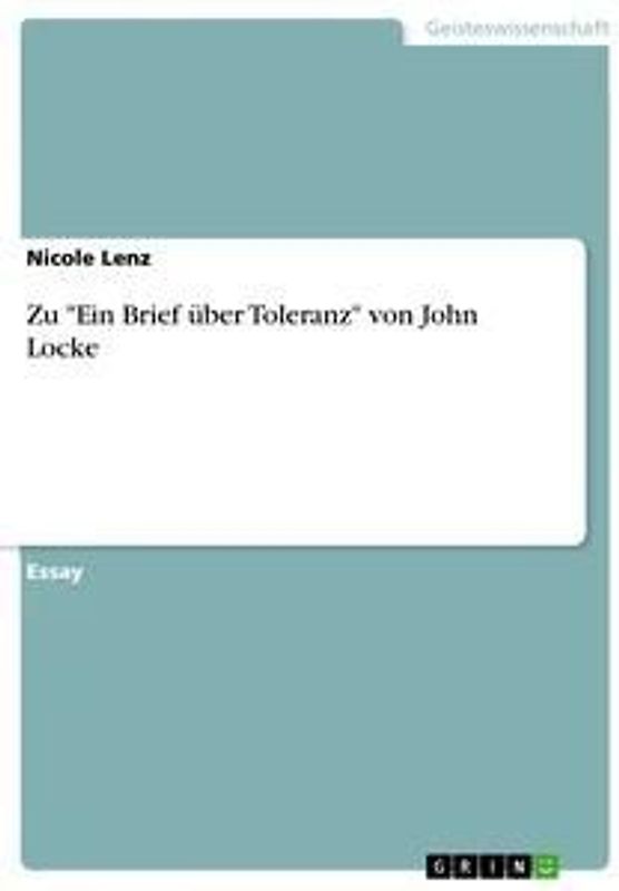 Zu "Ein Brief über Toleranz" von John Locke