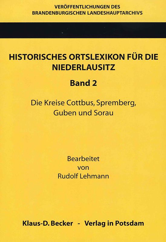 Historisches Ortslexikon für die Niederlausitz