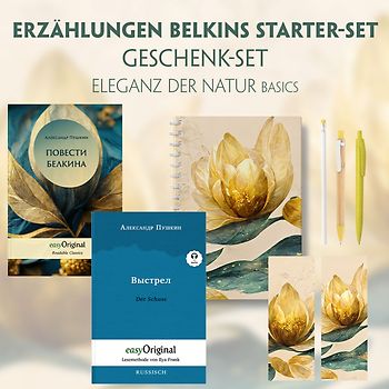 Erzählungen Belkins Starter-Paket Geschenkset - 2 Bücher (mit Audio-Online) + Eleganz der Natur Schreibset Basics