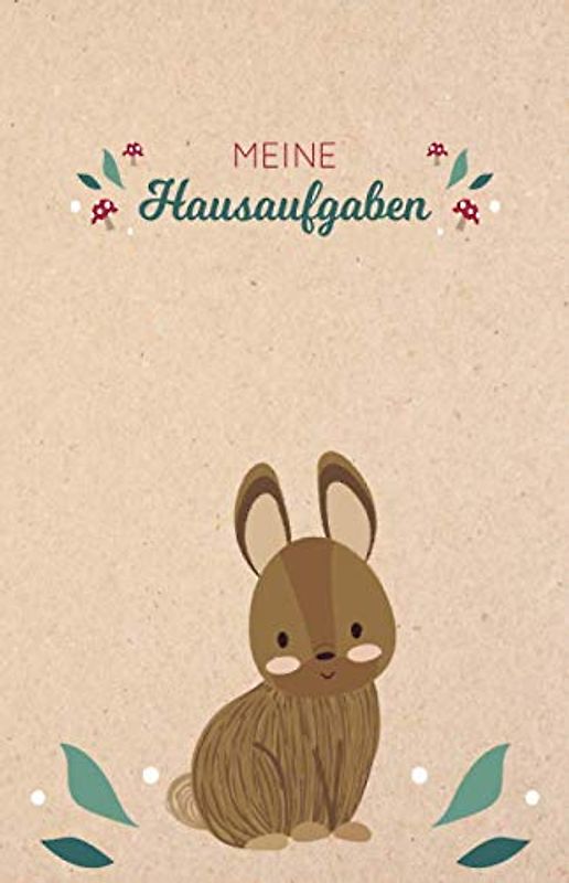 Meine Hausaufgaben: Hausaufgabenheft mit kleinem Hase / Kaninchen auf Kraftpapier, ca. A5, für 1 komplettes Schuljahr