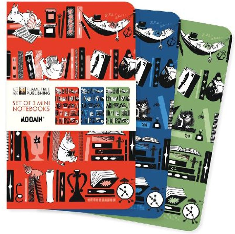 Moomin Bookshelves Set of 3 Mini Notebooks