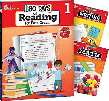 180 Days(tm) Reading, Writing and Math for Grade 1: 3-Book Set