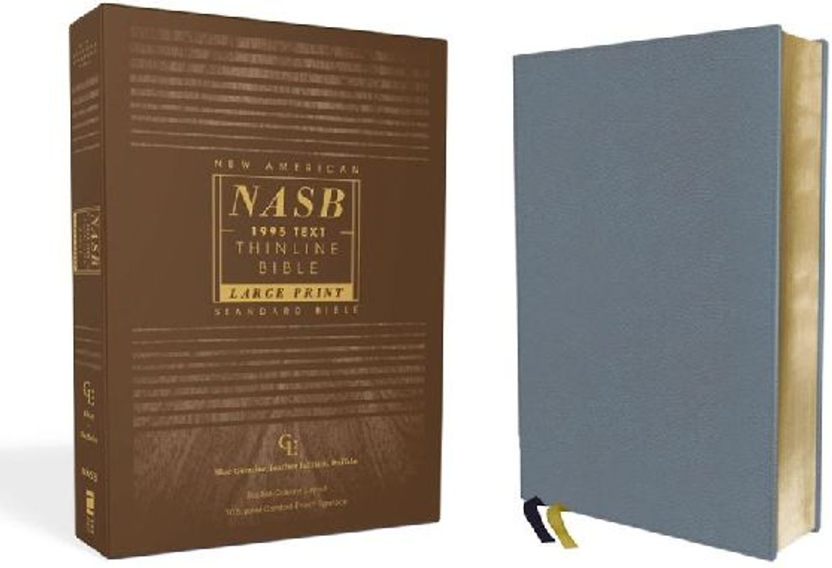 Nasb, Thinline Bible, Large Print, Genuine Leather, Buffalo, Blue, Red Letter Edition, 1995 Text, Comfort Print
