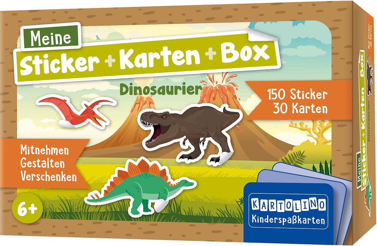 Meine Sticker + Karten + Box - Dinosaurier