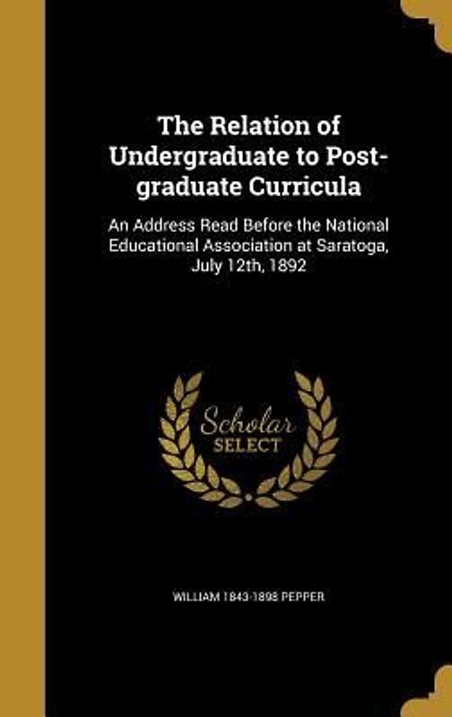 The Relation of Undergraduate to Post-graduate Curricula