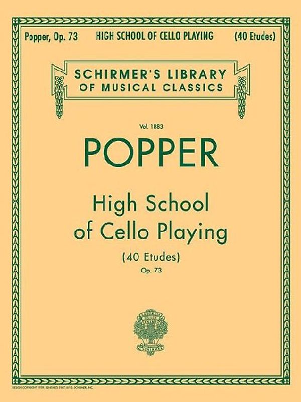 David Popper - High School of Cello Playing Op. 73 Schirmer Library of Classics Vol. 1883 Cello Technique and Etudes Classical Sheet Music and Songbook