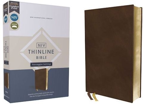 Niv, Thinline Bible, Passaggio Setting, Leathersoft, Brown, Red Letter, Comfort Print