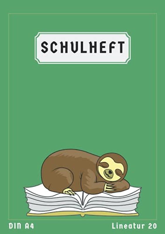 Schulheft Lineatur 20 A4: 50 Blatt Blanko | Schreibheft Lineatur 20 Din A4 | Homeschooling und Schulanfang | Grün