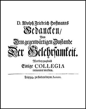 Gedancken über Christian Wolffens Logic (1729)