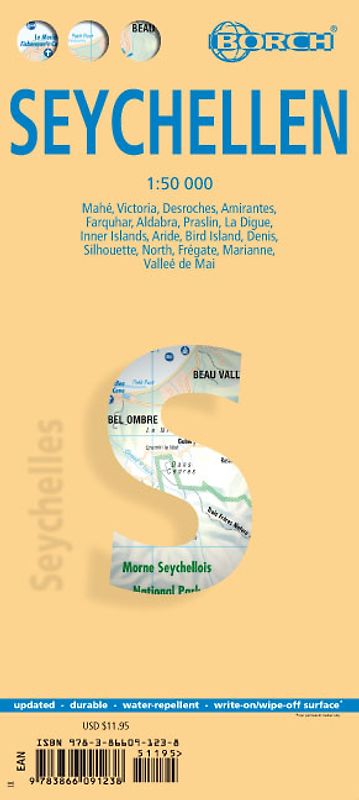 Seychelles, Seychellen, Borch Map